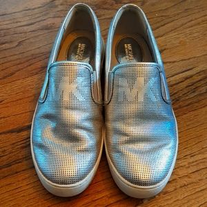 Michael Kors Silver Slip-on Shoes Size 7.5